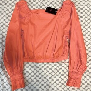 LEVI’S Size S coral elastic off-shoulder straight neck top with wide sleeves